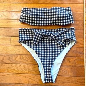 Aerie gingham bandeau bikini top with high waisted cheeky bottoms